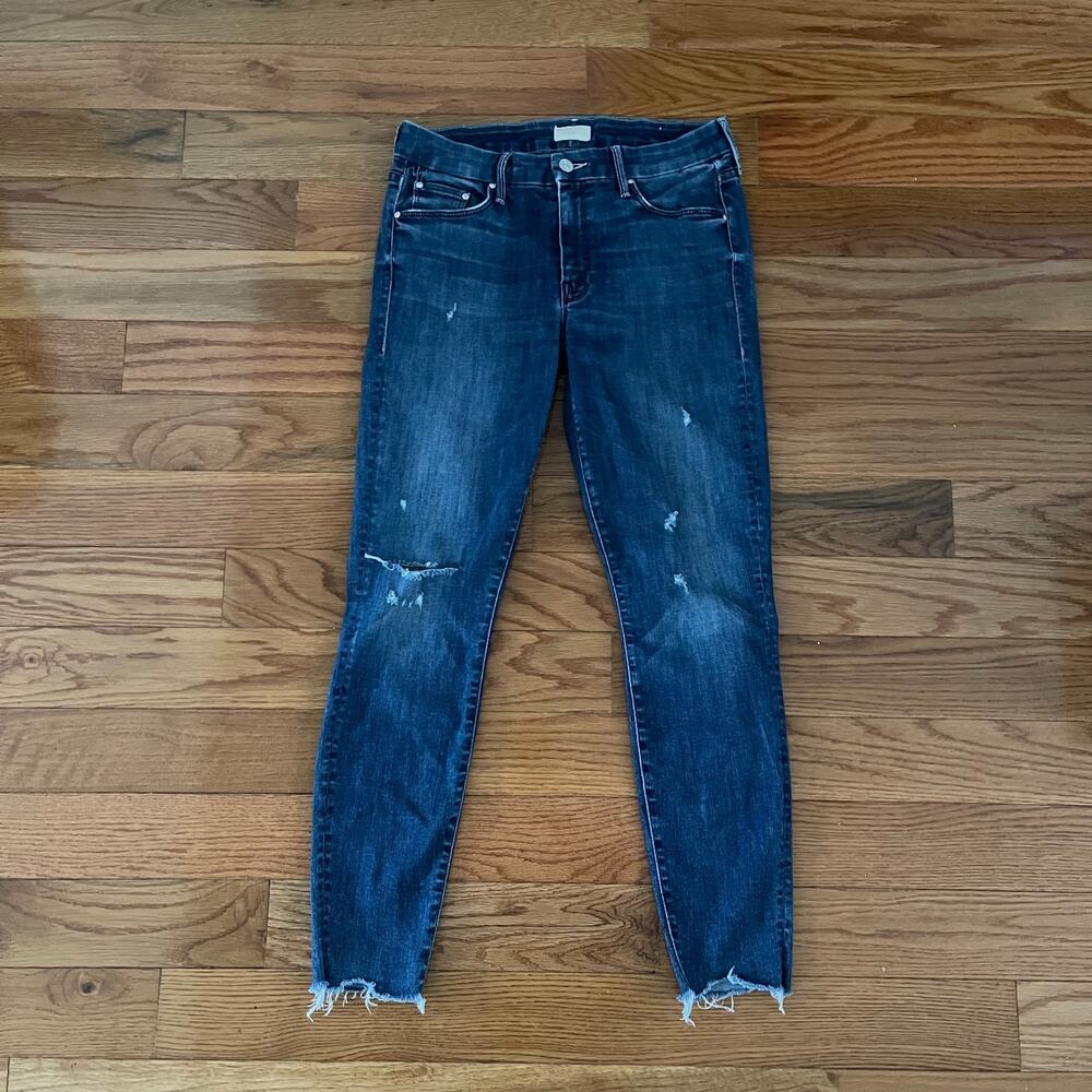 MOTHER Denim Looker Ankle Chew Skinny Jeans Breaking The Law Womens 28